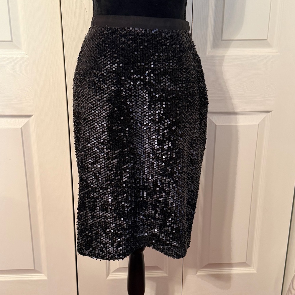 Ann Taylor Skirt Womens 8 Black Sequin Pencil Lined Party Cocktail Holiday NWT